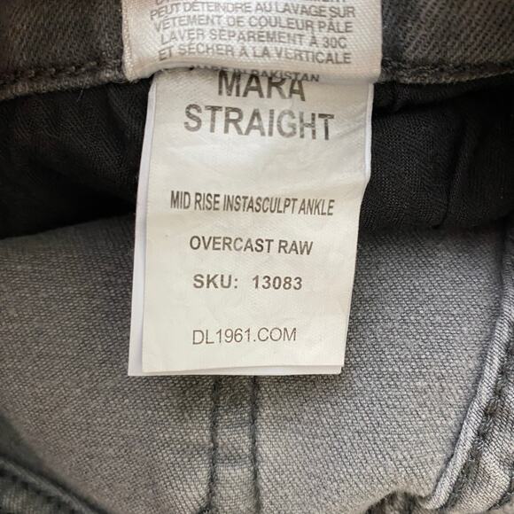 DL1961 Mara Straight Jeans Size 28 Overcast Raw Gray Mid Rise Instasculpt Crop - Picture 14 of 16